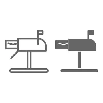 Letter in mailbox line and solid icon, delivery service symbol, received mail Illustrazione stock
