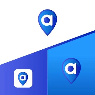 Letter A With Map Pointer icon or logo design template elements Illustrazione stock