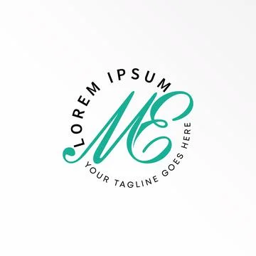 Letter ME script font in connected logo design vector stock. イラスト素材