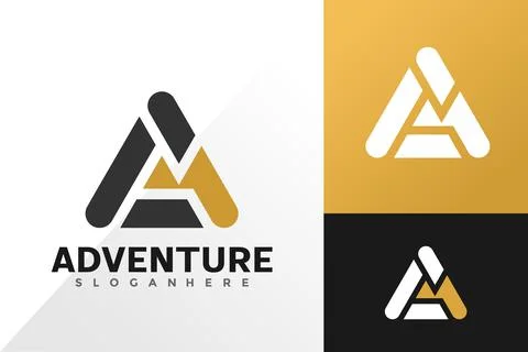 Letter A mountain adventure logo vector design. Abstract emblem, designs conc 스톡 일러스트