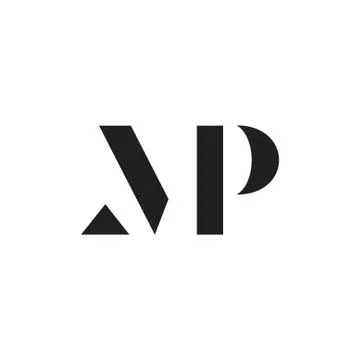 Letter mp simple geometric linked logo vector Stock Illustration