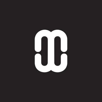 Letter mw linked curves loop motion simple logo vector Stock Illustration