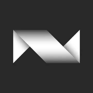 Letter N 3d logo creative initial from white folded sheet of paper with sha.. Ilustración de archivo