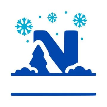 Letter n and winter composition monogram, vector logo, emblems or initial des Stock Illustration