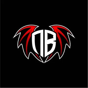 Letter N B initial vector logo template with a minimalist dragon wing style Stock Illustration