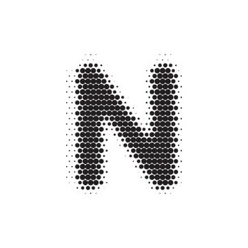 Letter N black halftone pattern font Stock Illustration