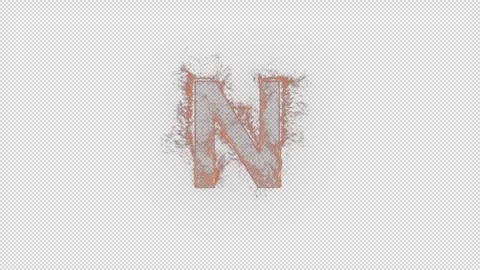 Letter N in blue fire with alpha channel, alphabet with particles Stock Footage 263231905