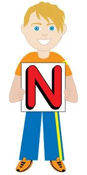 Letter N Boy Stock Illustration