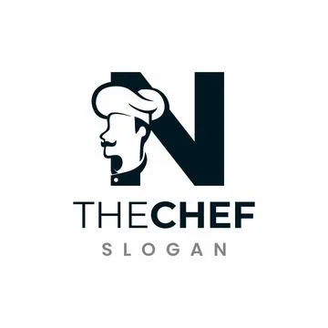 Letter N Chef Logo , Initial Restaurant Cook Vector Design Stock Illustration