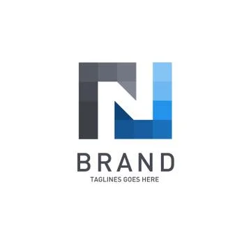 Letter N colorful square vector logo Stock Illustration