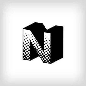 Letter N with creative shadow, pop art dot design alphabet sign. Stock Illustration