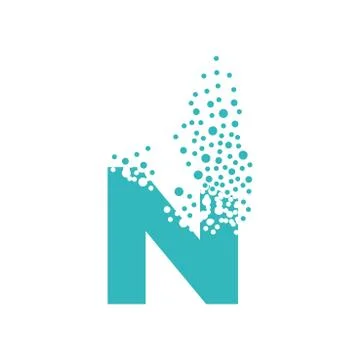 Letter N dispersing into a cloud of bubbles Stock Illustration