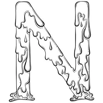 Letter N with flow drops Stock Illustration