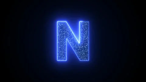 Letter N Glowing Blue Neon Animation with Sparkling Particles Stock-Footage 345040645