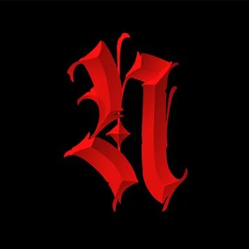 Letter N, in the Gothic style. Vector. Alphabet. Calligraphy and lettering. M Stock Illustration