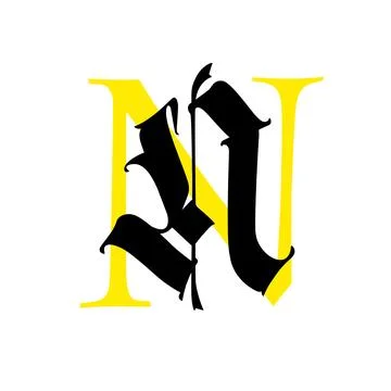 Letter N, in the Gothic style. Vector. Alphabet. The symbol is isolated on a Stock Illustration