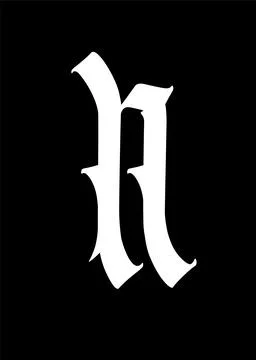 Letter n, in the Gothic style. Vector. Alphabet. The symbol is isolated on a Stock Illustration