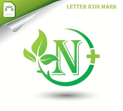 Letter N with green leaf vector template Stock Illustration