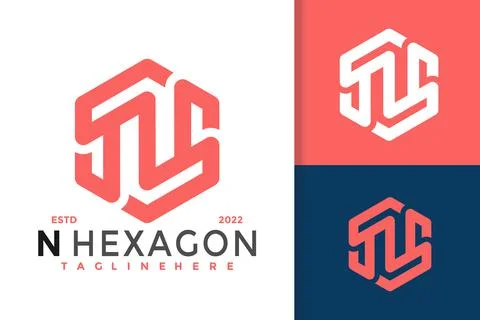 Letter N Hexagonal Logo Design, Brand Identity logos vector, modern logo, Log Stock Illustration