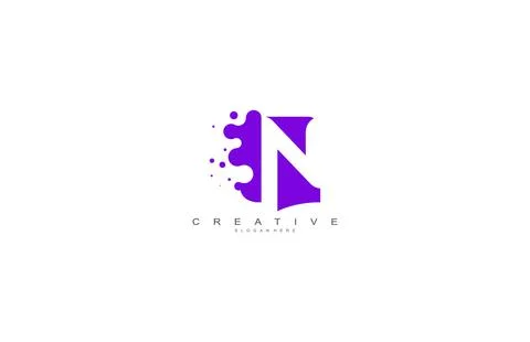 Letter N Logo Design Vector with Abstract Square Shape Dots Stock Illustration