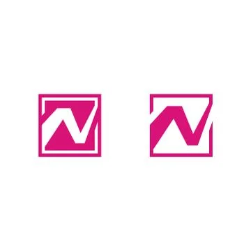 Letter n logo from a dynamic line inside a square Stock Illustration