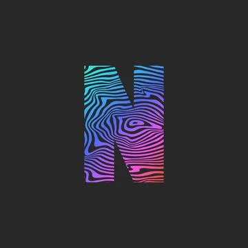 Letter N logo initial monogram bright trendy gradient waves pattern, smooth c Stock Illustration