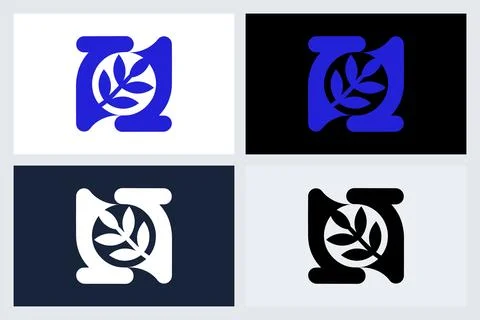 Letter N Logo With Leaf Organic Symbol Icon Set Ilustración de archivo