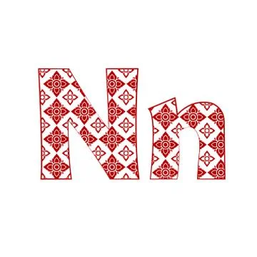 Letter N Logo Template Design made from line thai art pattern. 스톡 일러스트