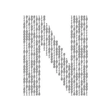 Letter N made from binary code digits. Technology background Stock Illustration