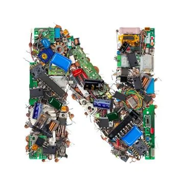 Letter N made of electronic components Stock Photos
