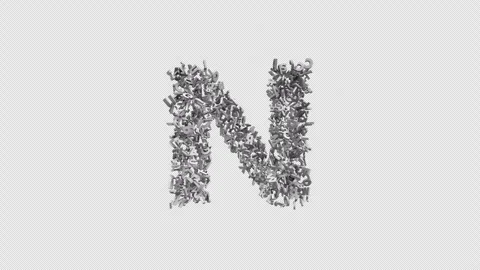 Letter N Made of Letters with Alpha Channel. 3D Font. Alphabet Letter Animation Video stock 304993280