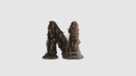 Letter N is made from sand breaks and fall creating dust Stock Footage 289728013