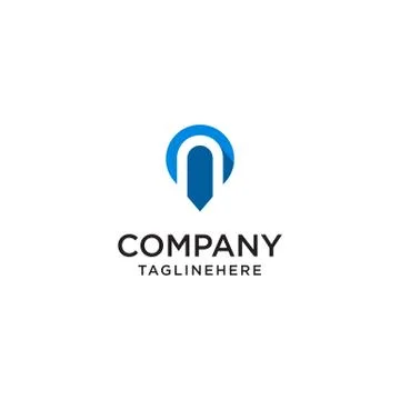 Letter N With Map Pointer logo design concept template Stockillustratie