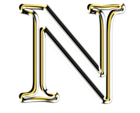Letter n  from metal solid alphabet. 스톡 일러스트