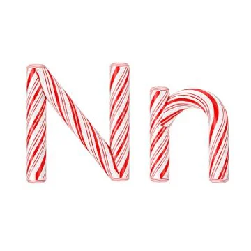 Letter N Mint Candy Cane Alphabet Collection Striped in Red Christmas Colour  Stock Illustration