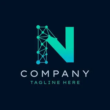 Letter N Molecule Logo, Bio tech Connect Dots Science Technology Logo Design  Stock Illustration
