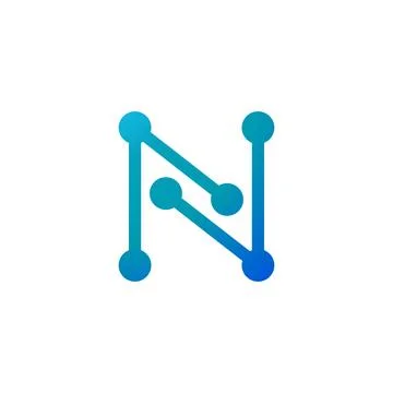 Letter N Molecule Logo, Neuron with Alphabet N Vector Molecular Connection .. Stock Illustration