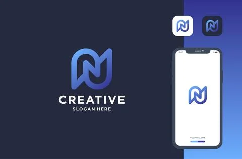 Letter n monogram logo design for business brand inspiration Stock Illustration
