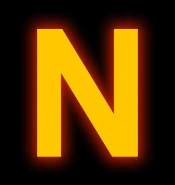 Letter N neon light full isolated on black Stock Photos