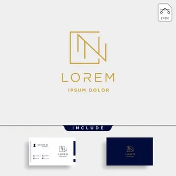 Letter N NN Monogram Logo Design Minimal Icon Stock Illustration