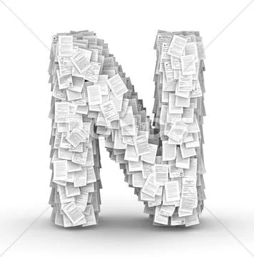 Letter N, page documents font Stock Illustration