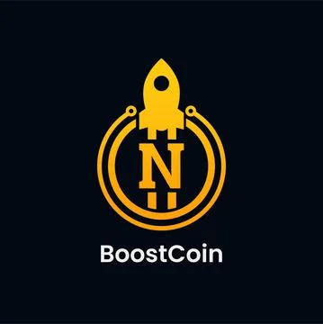 Letter N Rocket Boost Coin Logo Design Stock Illustration