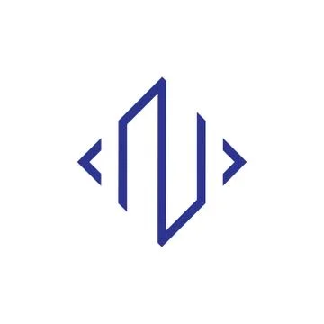 Letter n simple direction arrow thin line logo vector Illustrazione stock