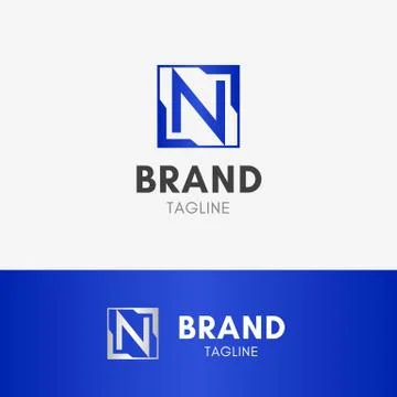 Letter N Square Logo Stock Illustration