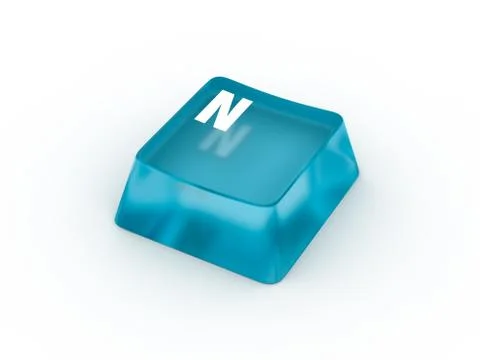 Letter N on transparent keyboard button Stock Illustration