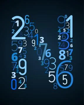 Letter N, vector font from numbers Stock Illustration