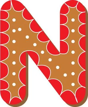 Letter N. Vector set of alphabet holidays ginger cookie isolated on white bac Stock Illustration