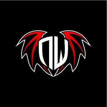 Letter N W initial vector logo template with a minimalist dragon wing style Stock Illustration