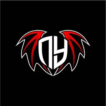 Letter N Y initial vector logo template with a minimalist dragon wing style Illustrazione stock