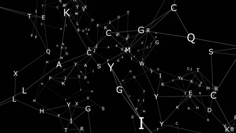 Letter network.Network Connection Cloud. Dark background, rotating flickering Stock Footage 97785487